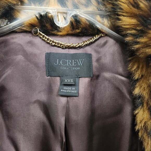 J. CREW Womens Faux-Fur Leopard Animal Print Coat-Size XXS - Picture 7 of 11